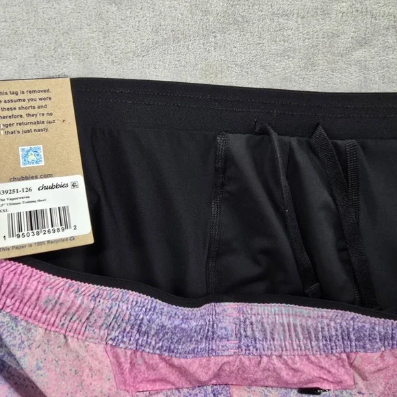 Chubbies The Vaporwaves Training Shorts Mens XXL Pink Purple 5.5" 2-in-1 Lined - Picture 8 of 10